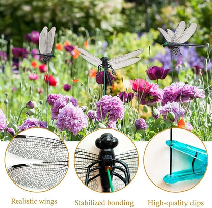 2026 New 40 Pcs Dragon Fly Clips for Bugs Repellent, 3D Artificial Dragonfly Hat Clip, Dragonfly Garden Decor (20PCS)