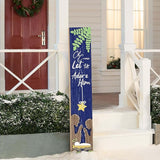Merry Christmas Porch Sign Let Us Adore Him Wooden Welcome Sign Vertical Xmas Hanging Signs For Standing Front Porch Decor Rustic Wall Decor Home Farmhouse Yard Door Winter Decorations 47.2"H