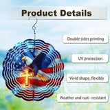 American Flag Eagle Wind Spinner Outdoor, 8 Inch 3D Metal Garden Wind Spinner, Stainless Steel Patriotic Yard Hanging Decor Gift