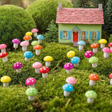 Mudder 64 Pcs Mini Mushrooms for Miniature Fairy Garden PVC Mushrooms Miniature Figurines Colorful Garden Ornaments Model Garden Accessories for Micro Landscape, Plant Pots, Bonsai Craft