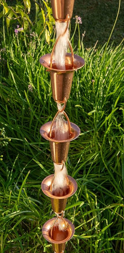 Stanwood Rain Chain Bell/Cup Shaped Copper Rain Chain, 8-Feet
