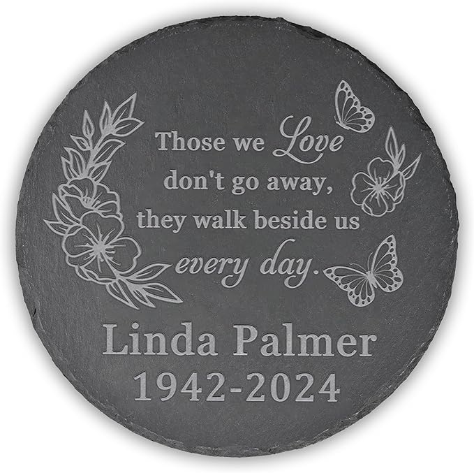 Memorial Garden Stone - Personalized Bereavement Gift for Loss of Loved One - Round