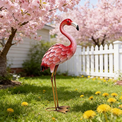 Ratuor Metal Flamingo Yard Decor Garden Statues,Outdoor Pink Flamingo for Backyard Patio Porch Decoration,Valentine's Day,Wedding,Party,Lawn Decorations