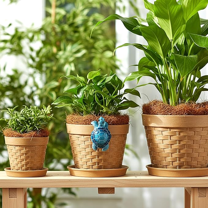 Yolev Turtle Plant Decorations for Pots Blue Climbing Tortoise Figure Plant Pot Hanger Resin Cute Hanging Sea Turtle Statue Planter Pots Decorations for Yard Garden Ornaments Pot Decoration