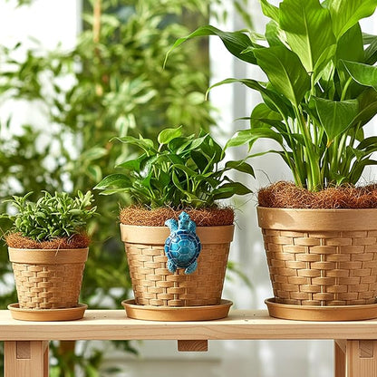 Yolev Turtle Plant Decorations for Pots Blue Climbing Tortoise Figure Plant Pot Hanger Resin Cute Hanging Sea Turtle Statue Planter Pots Decorations for Yard Garden Ornaments Pot Decoration
