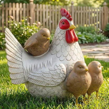 Resin Animal Decorations Gifts, Rustic Garden Statues, Farmhouse Chicken Decor, Hen on Nest, Chicken Statue & Figurine for Garden, Patio & Home, Waterproof & Durable, Unique Outdoor Art
