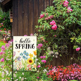 Hello Spring Garden Flag for Outside,Spring Flowers Garden Flag,Seasonal Floral Yard Lawn Porch Flags for Outdoor Decorations 12x18 Inch Double Sided