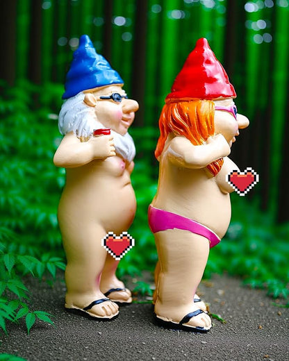 Leverse 2 PCS Garden Gnomes, 4.7 Inch Outdoor Statues, Funny Garden Gnomes Decorations for Yard, Lawn, Patio, Unique Home Decor Gifts for Woman, Man, Easter, Halloween, Christmas, Housewarming