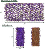 Giantex Expandable Fence Privacy Screen - Decorative Faux Purple Eucalyptus Fencing Panel for Balcony, Artificial Hedges with PE Leaves and Willow for Outdoors Garden Patio Deck Apartment, 1 Pack