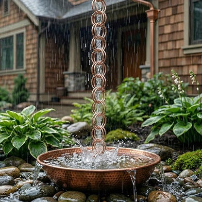 Topadorn Ring Rain Chains Decorative Rain Chain Bell, 7.7FT Metal Double Loop Gutter Downspout Replacement