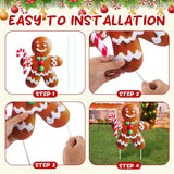 8 Pcs Christmas Gingerbread Man Yard Signs with Stakes Outdoor 3D Gingerbread House Decoration Xmas Yard Stakes Lawn Signs for Christmas Holiday Pathway Garden Patio Party Favors(Classic)