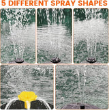 Solar Bird Bath Fountain Pump, Solar Water Fountain with 7 Nozzles & 3 Fixed Rods, Energy Efficient 7V/1.4W Solar Water Pump, Suitable for Bird Bath, Garden, Courtyard, Fish Tank, Outdoor