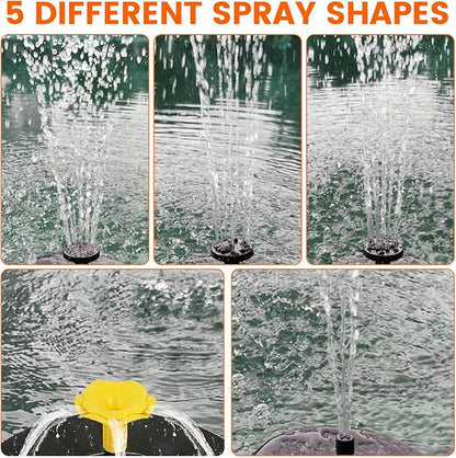 Solar Bird Bath Fountain Pump, Solar Water Fountain with 7 Nozzles & 3 Fixed Rods, Energy Efficient 7V/1.4W Solar Water Pump, Suitable for Bird Bath, Garden, Courtyard, Fish Tank, Outdoor
