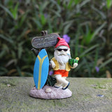 Surfing Dwarf，Gnome Garden Decorations Resin Statue Outdoor Statue Lawn Yard Balcony Porch Home Decorations Garden Decor