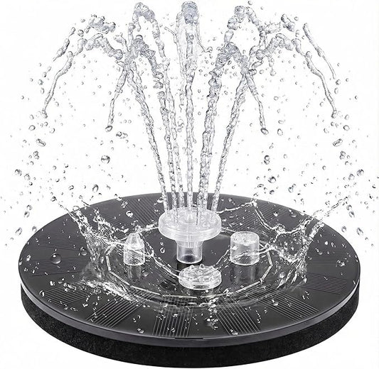 Solar Fountain - Floating Solar Water Pump for Bird Bath, Outdoor Water Feature No Battery or Electricity Needed, Easy-to-Use Fountain for Garden, Pond & Patio (16cm with Light)