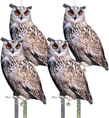 4PCS Fake Owls Plastic Owl Hanging Flat Garden Owl with Reflective Tape for Balcony House Windows Outside Porch Yard Decor