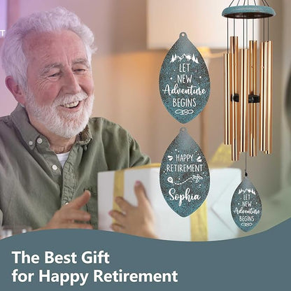 ASTARIN Personalized Happy Retirement Gifts, Custom Name Retirement Wind Chimes for Women Men, 35" Large Deep Tone Wind Chime Retire Gifts for Husband Friends Parents(Produced in USA)