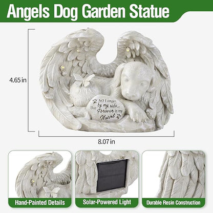 Dog Memorial Gifts, Dog Angel Statue Garden Solar Light, Pet Memorial Figurine