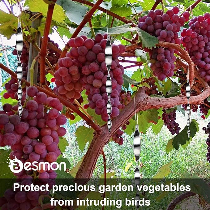 Besmon Woodpecker Bird Scare Devices，Reflective Scare Rods Control Device to Keep Birds Away from Patio Pool（Christmas Reflective Strip Hanging Home as Decoration） (6PCS)