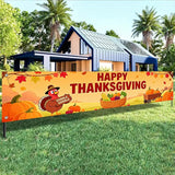 BlissYard Happy Thanksgiving Banner Autumn Pumpkin Outdoor Decoration Thanksgiving Turkey Yard Lawn Porch Hanging Decor 118 x 20 inchs Happy Fall Garden Fence Banner