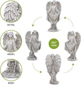 basen Angel Garden Statue Outdoor, Memorial Angel Figurine for Grave Yard Lawn, Resin Praying Angel Sculpture for Cemetery Decoration, Sympathy Gift, Spiritual Garden Decor