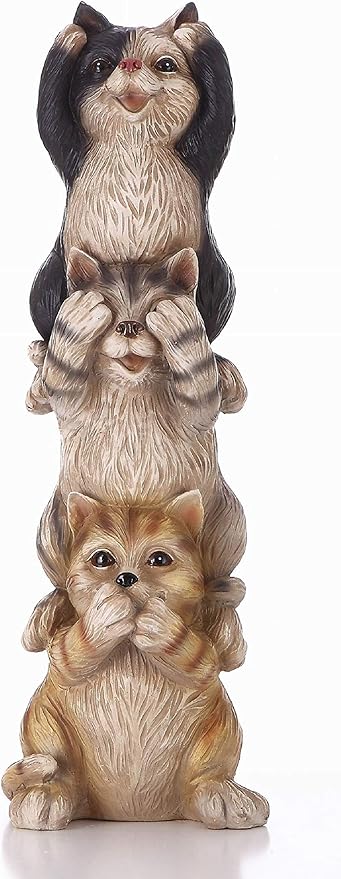HI-LINE Stacked Cats Outdoor Garden Statue - 22.25"