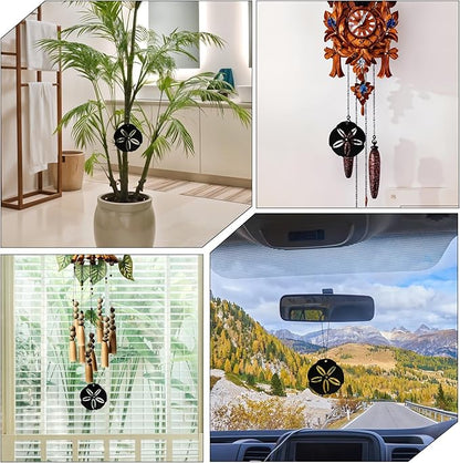 JIEYAO Replacement Wind Catcher, Metal Wind Chime Sail Parts with 16.4FT Nylon Cord Decorative Black Flower Design for Sympathy Wind Chimes and Wind Bells Sand Dollar