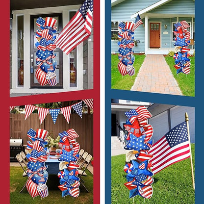 Beeveer 2 Pcs 4th of July Yard Signs Outdoor Patriotic Star Lawn Decoration 250th Anniversary American Waterproof Welcome Party Yard Signs with Stake for Memorial Home Garden Pathway Supplies