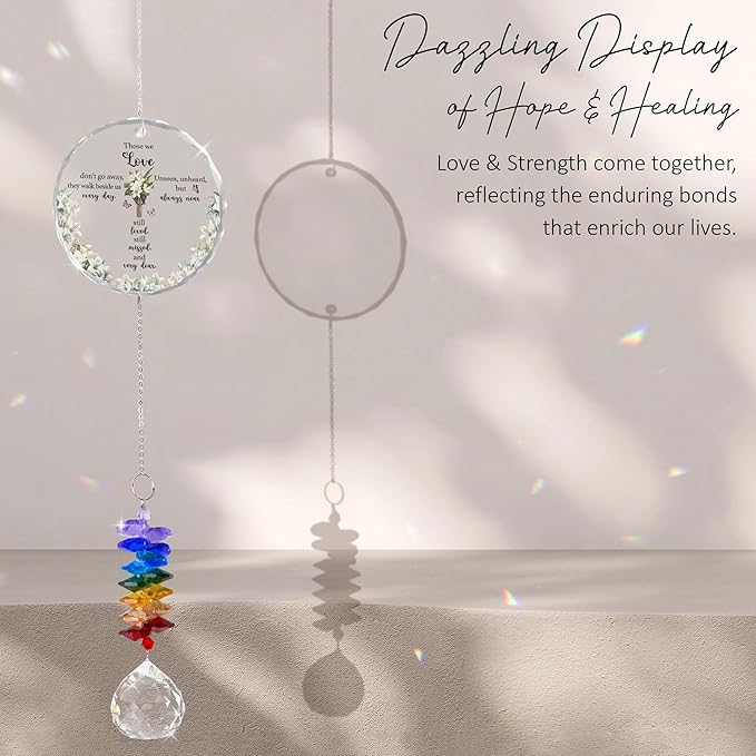 Glass Ornament Suncatcher - Sympathy Gift for Loss of Loved One - Grief Gifts - Heaven Keepsake - Mother's Day for Mom Dad Sisters Brothers - Hanging Home Garden Decor