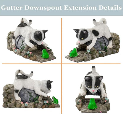 Cat Gutter Downspout Extender Statue, Outdoor Decor Sculpture Ornament, Decorative Gutter Extension, Splash Block, Downspout Diverter, Eco-Friendly Resin, Perfect for 3"x4" Downspouts