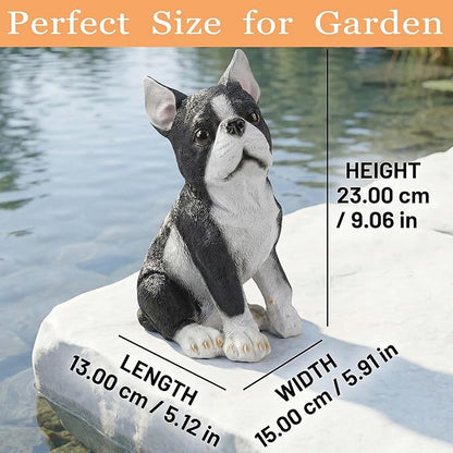 Adorable Standing Bulldog Puppy Garden Statue, Realistic Animal Pet Statue, | Cute Decorative Resin Figurine for Backyard, Porch, Lawn, Patio | Ideal Gift for Dog Enthusiasts