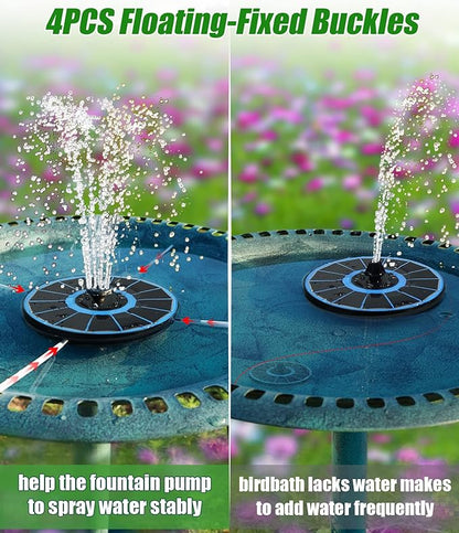 SZMP Solar Fountain Pump Upgraded 100% Glass Panel, 3.5W Solar Powered Fountain Built-in 2000 Battery with 7 Nozzle & 4 Fixer, Solar Fountain for Bird Bath, Pond, Fish Tank, Outdoor