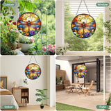 Dragonfly Stained Glass Window Hanging Suncatcher with Chain - 7.9" Outdoor/Indoor Art Decor for Home Garden, Wedding, Mother's, Dad's, Valentine's, Birthday, & Christmas Ornaments Present