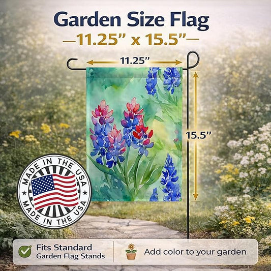 Caroline's Treasures Texas Bluebonnets in Watercolor Garden Flag Mailbox Flag Decorative Yard Flag Banner Outside Patio Artwork Yard Flower Beds, Garden Size, Multicolor