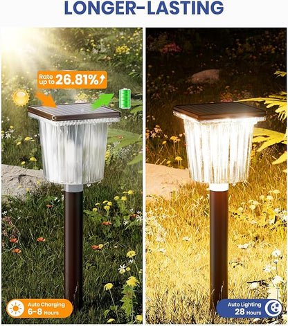 Super Bright Solar Pathway Lights Outdoor Powered 2-Pack,Adjustable Warm&Cool White,Waterproof IP65 Solar Garden Decor Landscape Lighting Outside for Front Yard/Patio/Walkway/Driveway/Lawn/Path Light