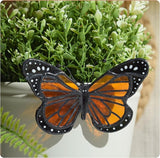 Lolitarcrafts Stained Glass Butterfly Suncatcher-Monarch or Luna Moth Design for Indoor and Outdoor Plant Decoration,Colorful Glass Plant Pot Ornament, Plant Lovers Gifts (Orange Monarch)