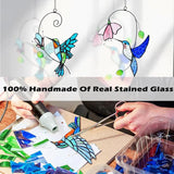 2 Packs Hummingbird Stained Glass Window,Stained Glass Window Hanging,Hummingbird Ornament,Handmade Real Suncatchers Decor for Women Mom Grandma Bird Lovers