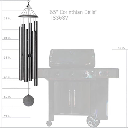 Corinthian Bells by Wind River - 65 inch Silver Vein Wind Chime for Patio, Backyard, Garden, and Outdoor décor (Aluminum Chime) Made in The USA