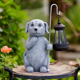 Qeeman Solar Dog Garden Statue: Weatherproof Resin Figurine with Warm Glow Lantern - Outdoor Decor for Yard Pathway Patio Porch Balcony - Gifts for Mom Grandma Dog Lovers