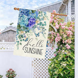 Baccessor Spring House Flag 28 X 40 Inch, Blue Purple Hydrangea Double Sided Burlap Welcome Large Yard Flag Seasonal Holiday Lawn Proch Outdoor Outside Decor