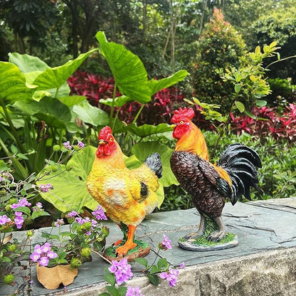 Rooster Garden Statue Decorations, Outdoor Sculpture Chicken Farm Animals Decoration, Chicken Gift Home Decor for Backyard Patio & Lawn Ornament (colorful hen)