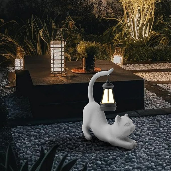 Elephant/Cat Sculpture Lantern Decor - Outdoor Lanterns&Indoor Statue Decorations for Garden,Yard,Porch,Home,Balcony - Gifts for Birthdays,Christmas,Children,Friends,Family,Mom,Women (DW - Tail)