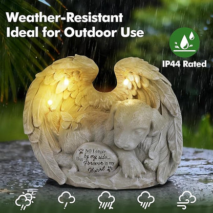 Dog Memorial Gifts, Dog Angel Statue Garden Solar Light, Pet Memorial Figurine