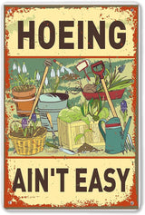 Funny Garden Sign For Outside 7.8 X 11.8 Inch, Humorous Garden Accessories Patio Decor Signs for Outside, Funny Signs Gardening Gifts For Women Plant Lovers Metal Wall Decor