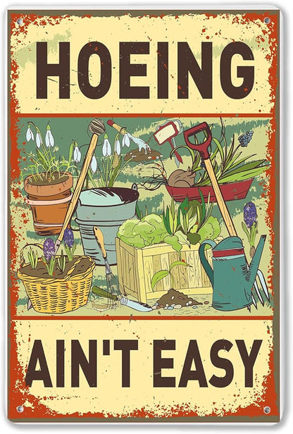 Funny Garden Sign For Outside 7.8 X 11.8 Inch, Humorous Garden Accessories Patio Decor Signs for Outside, Funny Signs Gardening Gifts For Women Plant Lovers Metal Wall Decor