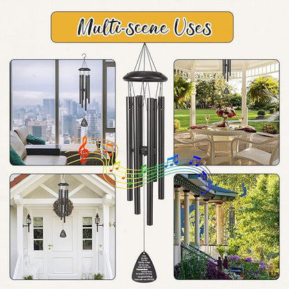 Memorial Gifts for Loss of Loved one, 25''Memorial Wind Chimes of Sympathy Gifts for Loss of Love one,Condolence/Bereavement/Remembrance Gift,Windchime in Memory,Funeral Decor for Garden Outside,Black