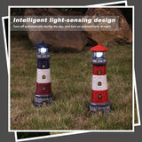 Garden Outdoor Statues, Waterproof Lighthouse Lights Lawn Decor; Automatic Rotating Solar Lights for Yard, Patio, Ground, Tabletop Decoration; Unique Housewarming Gifts - Red