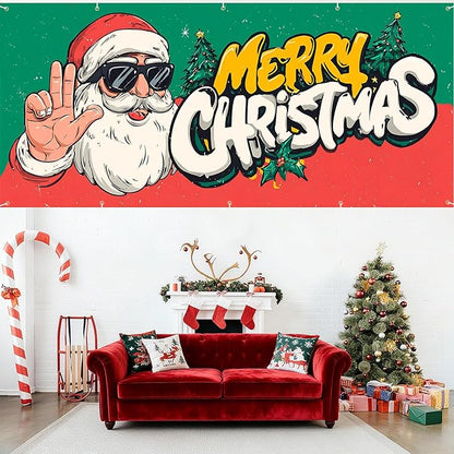 7 x 16 ft Christmas Garage Door Decorations Merry Christmas decorations Xmas Garage Door Cover, Happy New Year Hanging Banner for Home,Outdoor,Indoor,Party
