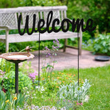 Metal Letters Garden Stakes Yard Art Word Sign Lawn Decoration Indoor Outdoor Plant Pot Decor Decorative Stick for Patio Pathway Flower Bed (Welcome)