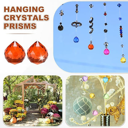 M METERXITY 20-Pack Crystal Ball Prisms, 24mm/0.94 Inch Chandelier Pendant Maker Hanging Crystals Chandelier Prisms for Home/Windows/Garden/DIY Decoration[Red Brown]